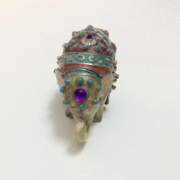 MONET Jeweled & Enameled Elephant Trinket Box w/Lid *TRUNK UP* + FREE BRACELET - Picture 6 of 14